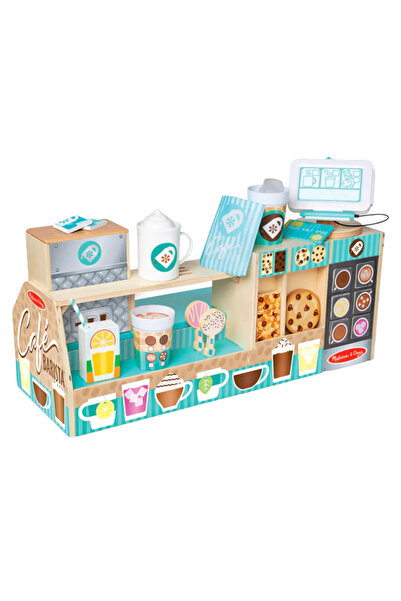Melissa & Doug Set de joacă din lemn cu accesorii Hai să ne jucăm la cafenea ...