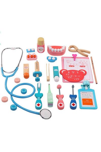 Micostore Set De Joaca Trusa Medicala - Doctor, Dentist, Jucarie Din Lemn, De Rol