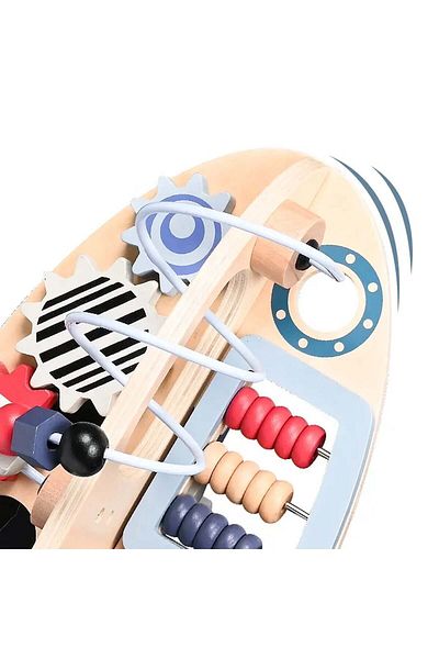 Micostore Centru De Activitati Din Lemn, Model Nava Spatiala 8 In 1, 30 X 22 Cm, Multicolor
