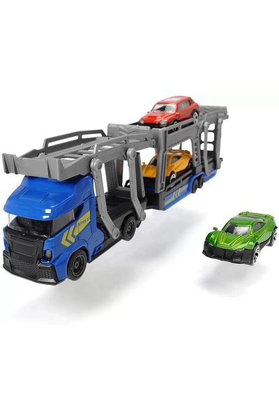 Simba Set Trailer 28cm Cu 3 Masinute Metalice - Albastru