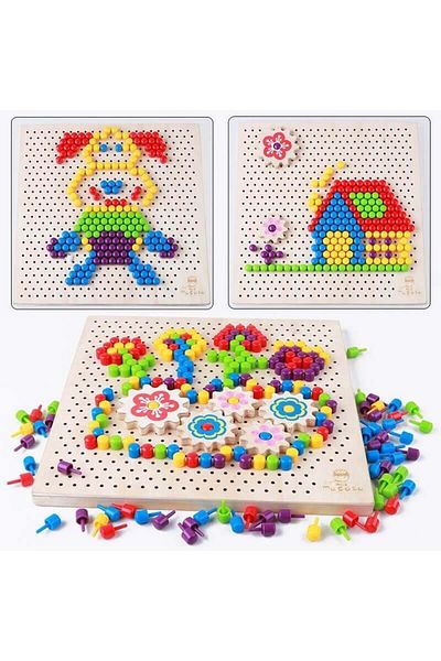 Micostore Joc Mozaic Cu Pioneze, Pixel, Creativ, Din Lemn , Fantacolor