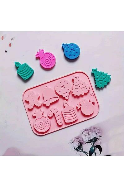 Micostore Silicone Mold With 8 Molds, Christmas, For Chocolate, Candy, Gingerbread 18.5 X 12.8 X 0.7cm