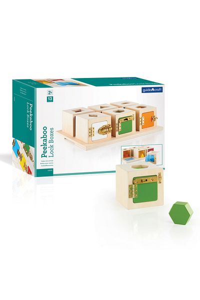Guidecraft Peekaboo Lock Boxes, Cutiute Cu Incuietori,