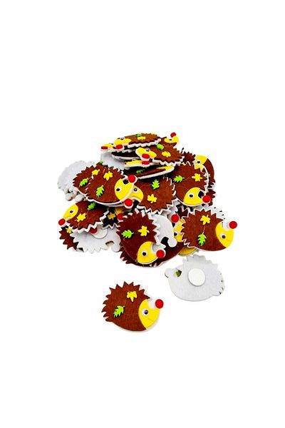 Micostore Arici Din Pasla, Cu Adeziv, Maro / Galben, 5 Cm, 2 Buc/set, Accesorii Art & Craft Pentru Copii