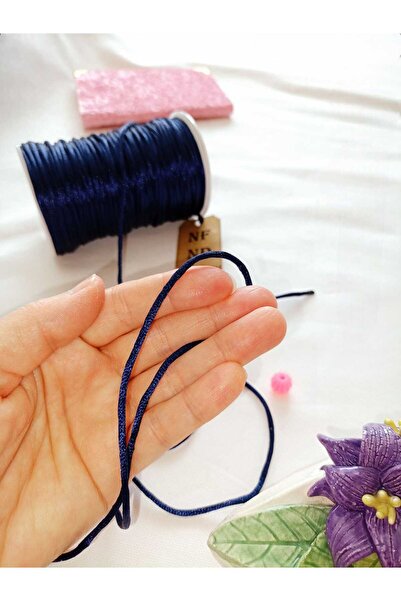 ENEFENDİ 4 Meters Floş String Rattle Tail 2mm Thick Navy Blue Bracelet Jewelry Gift String