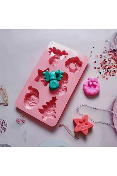 Micostore Silicone Mold With 6 Molds, Christmas, For Chocolate, Biscuits, Gingerbread, 29.5 X 17 X 3 Cm