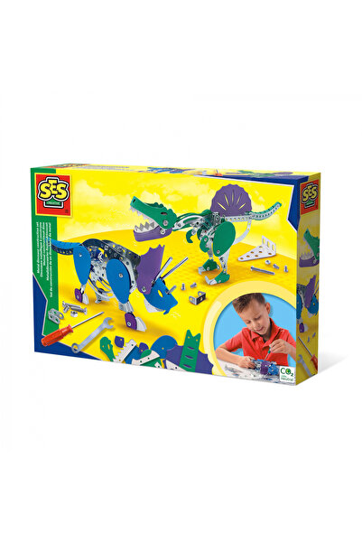 SES Creative Set de jucării de construcție cu dinozauri din metal pentru copii