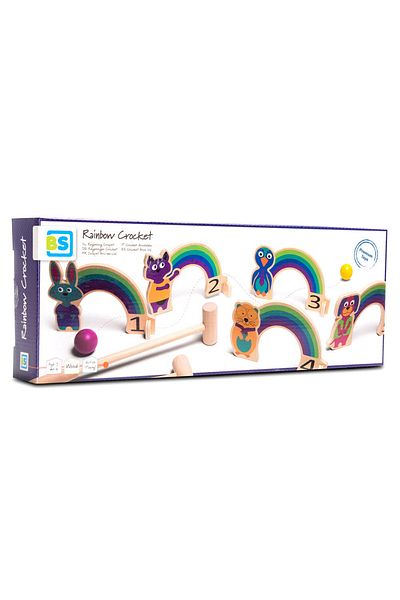 BS Toys Joc Rainbow Cricket Din Lemn, Set Pentru Copii