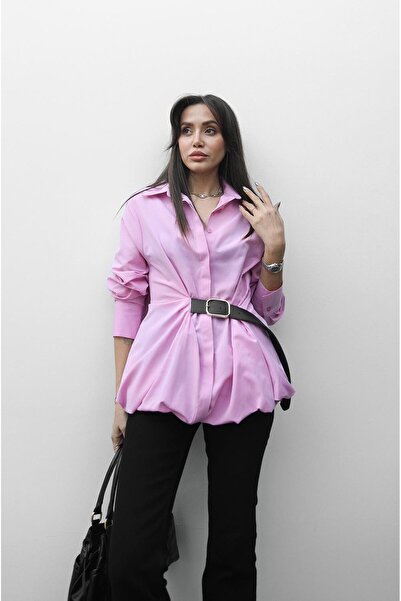Havoş Pink Belt Detailed Shirt