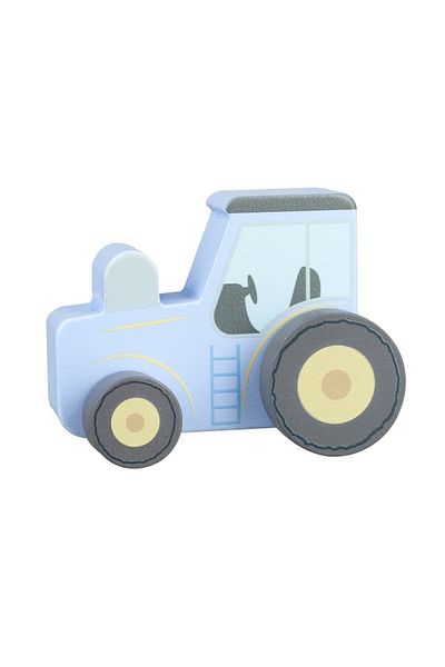 Orange Tree Toys Μπλε ξύλινο τρακτέρ με ώθηση,