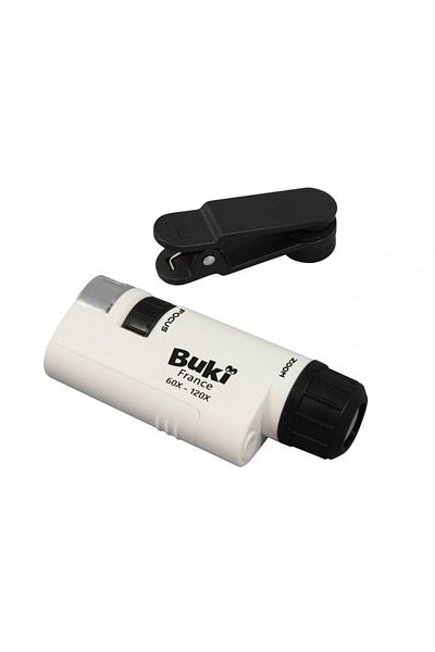 Buki France Microscop De Buzunar Cu Led Si Adaptor Telefon - Set Stiinta Pentru Copii
