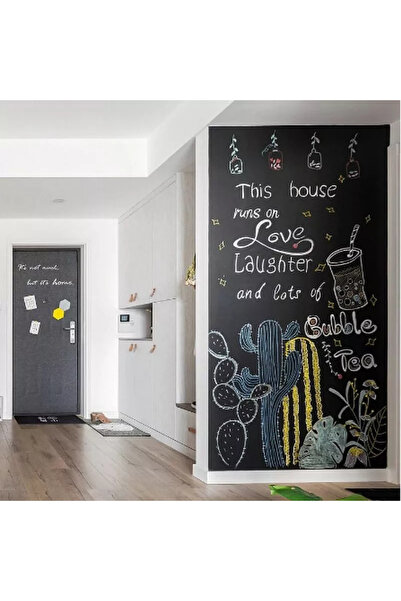 Micostore Αυτοκόλλητος πίνακας κιμωλίας για επιφάνειες, τύπος ταπετσαρίας, κιμωλία. Εύκολος στην κόλληση, 45 X 200 εκ., μαύρος