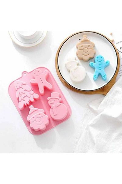 Micostore Forma Silicon Cu 4 Matrite, De Craciun,briose, Biscuiti Sau Turta Dulce, 21.8 X 16.2 X 3.7 Cm