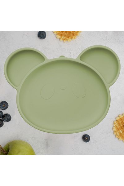 APPEKIDS Farfurie Din Silicon Cu Ventuza, , Panda - Raw Green
