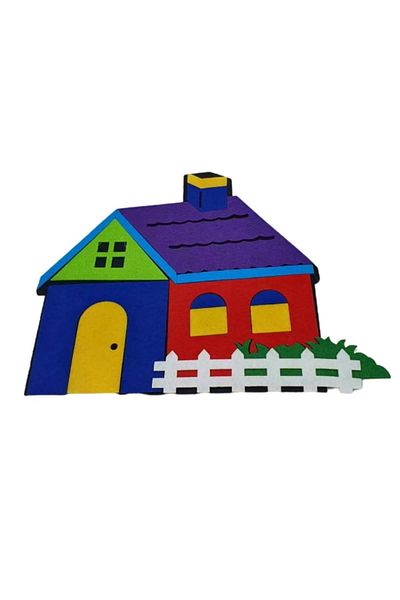 Micostore House With Fence, Made Of Felt, 27 Cm, 1 Pc/set, Art & Craft Accessories For Children