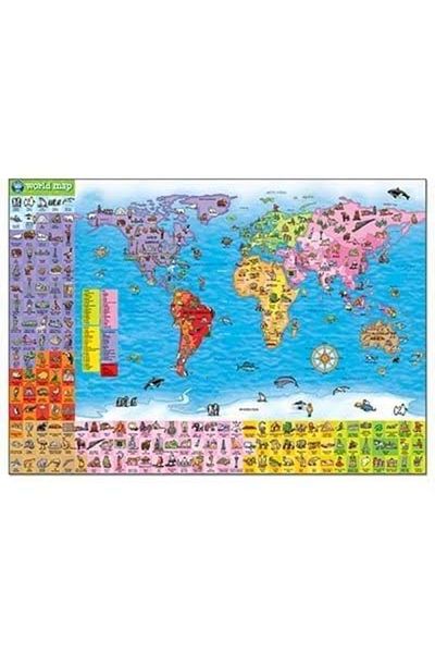 Orchard Toys Puzzle Si Poster Harta Lumii (LIMBA ENGLEZA 150 PIESE) World Map Puzzle & Poster