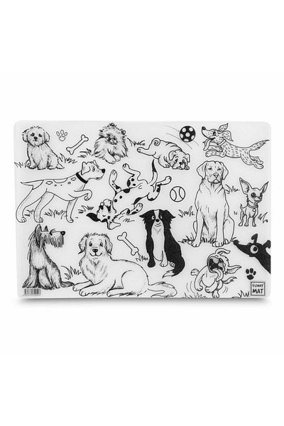 Funny Mat Fișă de colorat, model drăguț cu câine, reutilizabilă, 48 x 33,5 cm