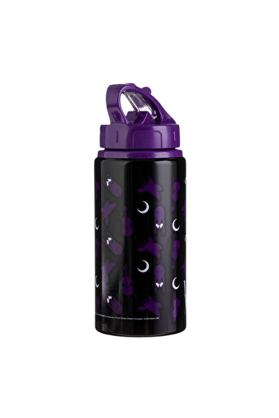 Micostore Sticla De Apa Copii, Cu Pai, Τετάρτη, Aluminiu, 500 Ml, Negru Si Mov, Flip Top, Bidon