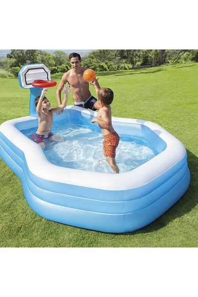 Intex Inflatable Pool For Children, With Ball And Basketball Hoop, 244 X 16 Cm