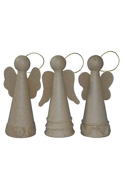 Meyco Set de 3 figurine îngeri din carton, modelate, pentru pictat, 10 cm