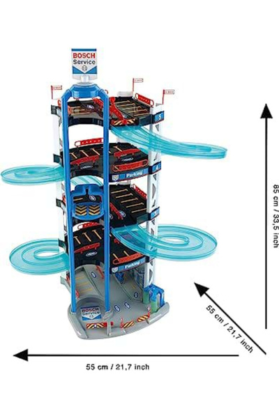 Klein Multi-storey car park with 5 levels, lift, ramp, gas station and 2 cars, Bosch