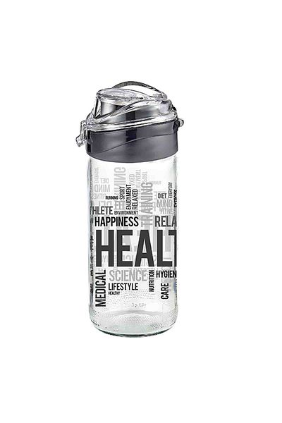 Micostore Reusable Water Bottle, Glass Bottle With Click Lid, 500 Ml, Gray