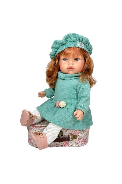 OEM Păpușa Nines D'onil, Tita Lana, cu sunete, roșcată, cu rochie de mentă, cu parfum de vanilie, 45 cm
