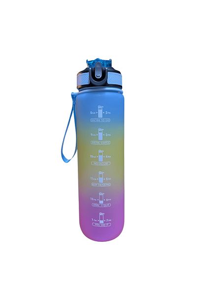 Micostore Motivational Water Bottle, 1l, Built-in Straw and Automatic Opening, Reusable, Portable
