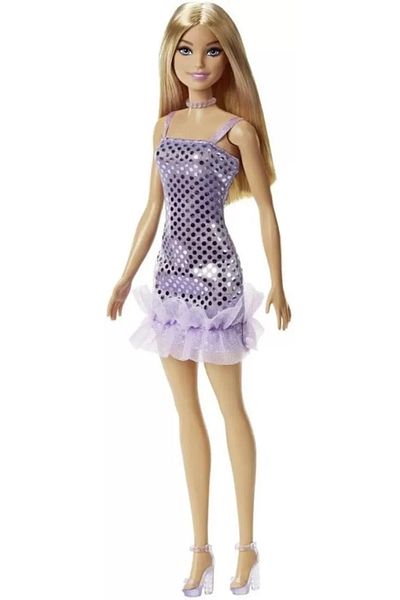 mattel Barbie Doll Bright Outfit Blonde With Purple Dress