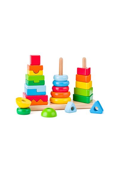 Woody Wooden Stacking Toy - Geometric Shapes