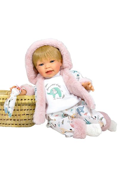 OEM Păpușa Nines D'onil, Susi, cu sunete, cu articulații, cu suzetă, cu parfum de vanilie, 48 cm
