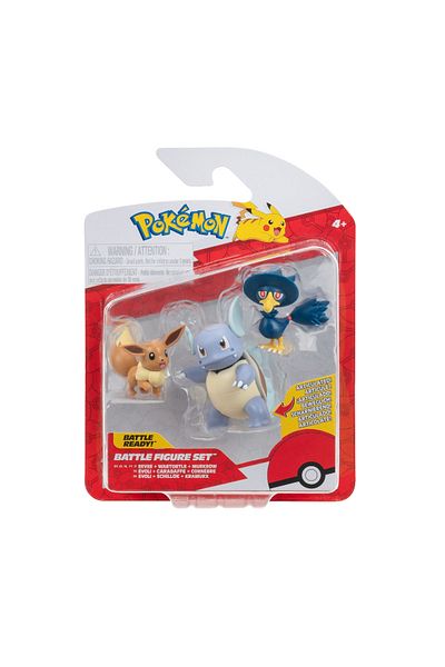 Pokemon - Set Of 3 Action Figures, Eevee #1, Murkrow, Wartortle W21