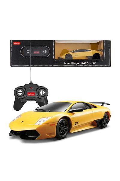 Rastar Masina Cu Telecomanda Lamborghini Murcielago Lp670 Galben Cu Scara 1 La 24