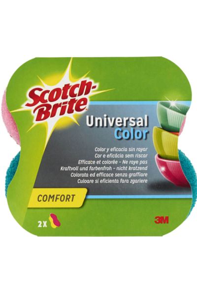 Scotch Brite Dish sponge, colored, 2 pcs/set, for delicate surfaces, non-scratch, Scotch Briteâ„¢
