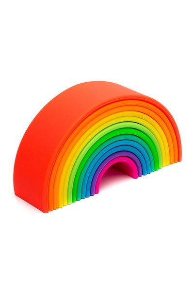 DENA TOYS Rainbow, Joc Montessori De Stivuire, 12 Buc, Neon