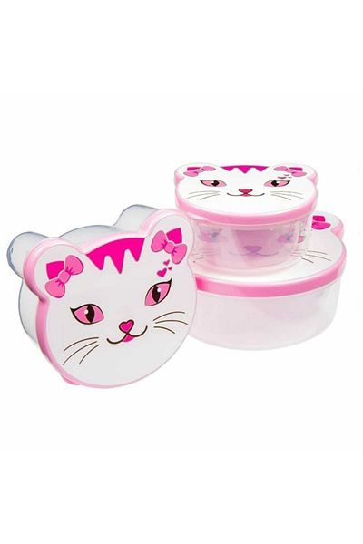 Micostore Set of 4 Cat Shaped Food Casseroles, Different Sizes