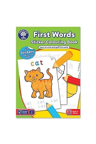 Orchard Toys Carte De Colorat Cu Activitati In Limba Engleza Si Abtibilduri Primele Cuvinte First Words