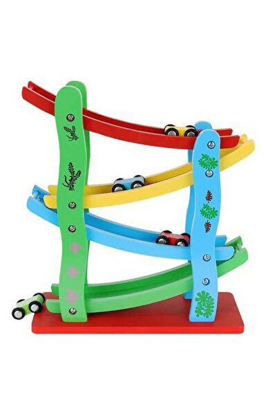 Micostore Track, Circuit With 4 Cars And Multi-Storey Ramp, Wooden Toy
