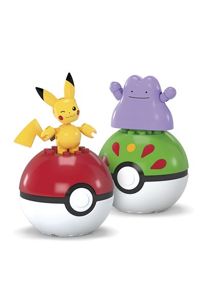 mattel Pokemon Mega Set Two Balls Ditto And Pikachu 42 Pieces