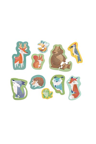 Hape Set Of 10 Puzzles For Children With Forest Friends (18-36 MONTHS)