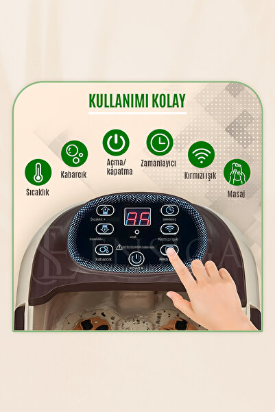 Mega Plus Otomatik Masaj Fonksiyonlu Akapuntur Ayak Bakımı Isıtmalı Dokunmatik Ayak Spa Su Banyo Masaj Aleti