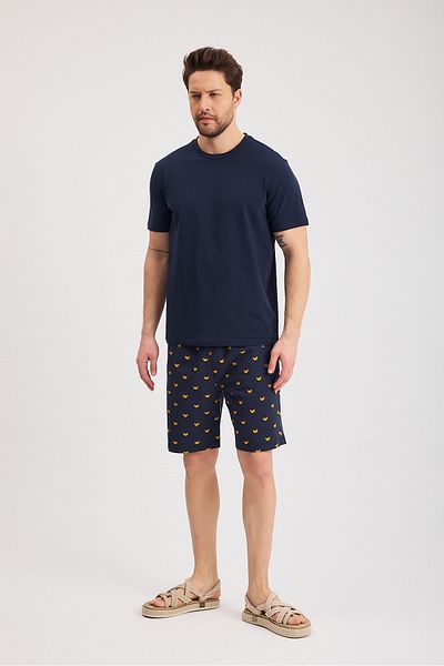 Soho Mood Ανδρικό μπλουζάκι Crew Neck 100% βαμβακερό Navy Blue Basic