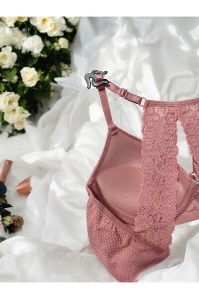 enmodaiçgiyim Γυναικείο σουτιέν με λεπτομέρεια από δαντέλα σε σκόνη