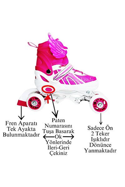 OyuncakZade 2+1 Lighted Metal Body Training Skate - Adjustable Adjustable + Knee Pad Gift