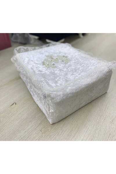 HMZ TEKSTİL ÇEYİZLİK BOHÇALIK  BONCUKLU VE KADİFE  3 LÜ FERMUARLI BOHÇA HURCU .