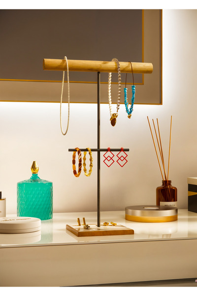 mazory decor حامل مجوهرات خشبي ذهبي ذهبي، حامل مجوهرات، حامل مجوهرات، أقراط، ...