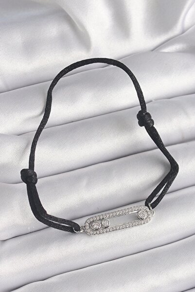 Clariss اللون الأسود الرباط مصعد الزركون حجر الفضة ميسيكا نموذج سوار المرأة