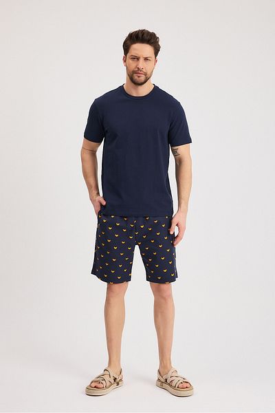 Soho Mood Ανδρικό μπλουζάκι Crew Neck 100% βαμβακερό Navy Blue Basic