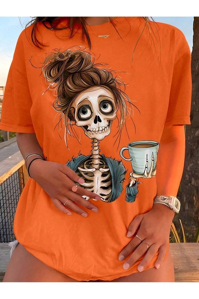 OVER HEAD ŽENSKA majica Skeleton Braon Girl Oversize