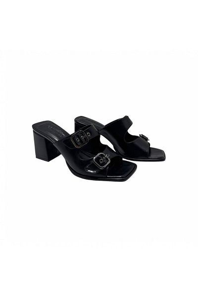 İST FİDAN KUNDURA Women's Double Buckle Heeled Slippers
